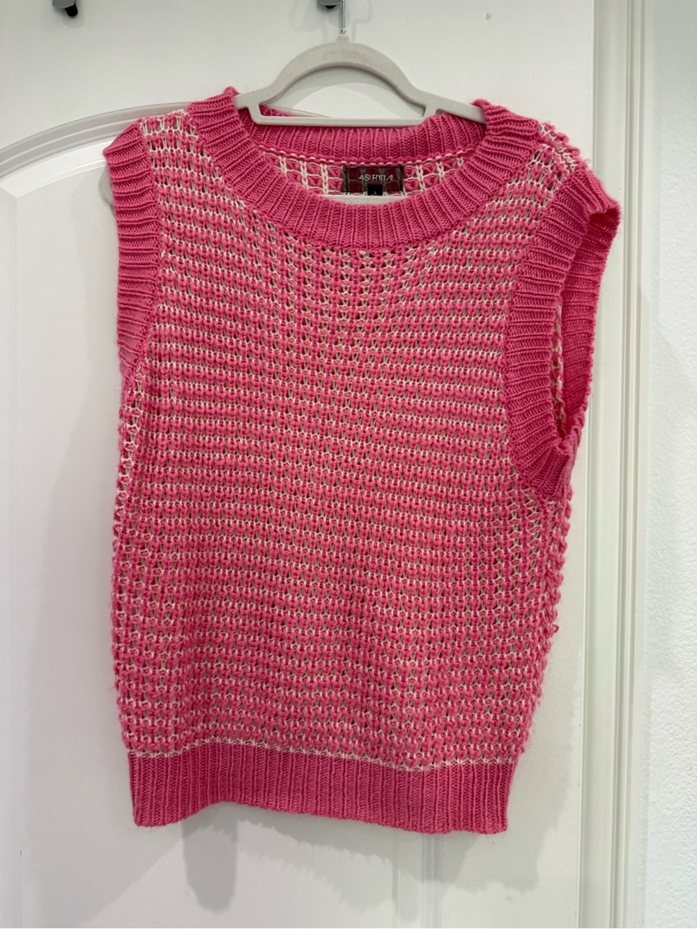 4SI3NNA Pink Open-Knit Sleeveless Sweater Vest